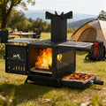 Portable Wood Burning Stove Mini Heater Burner With Pot Rack Oven Pan
