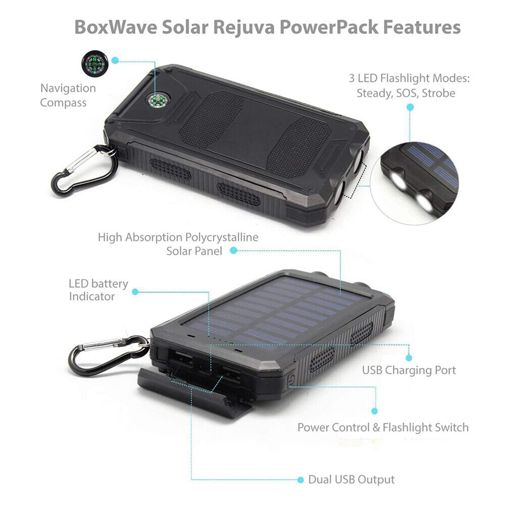 Solar Power Bank Waterproof 2USB LED Battery Charger For Cell Phone