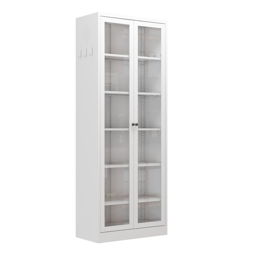 Metal Kitchen Pantry Cabinet -  Tall Storage With 5 Adjustable Shelves, White Freestanding Cabinet For Kitchen Pantry Bathroom