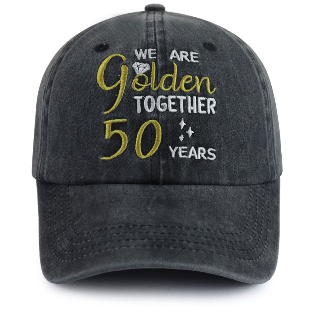 2pcs 50th Wedding Anniversary Gifts For Couple Baseball Cap For Men Women, Parents, Grandpa Grandma