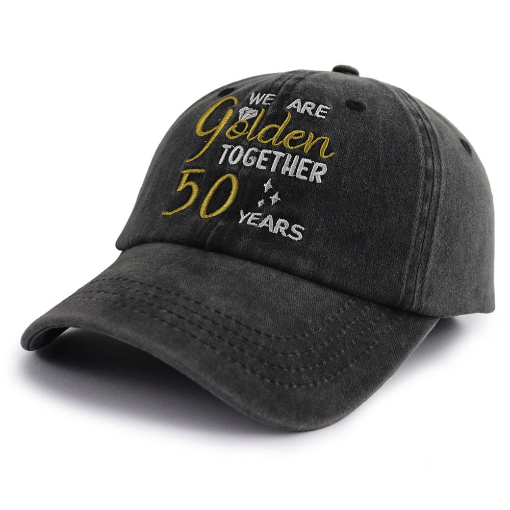 2pcs 50th Wedding Anniversary Gifts For Couple Baseball Cap For Men Women, Parents, Grandpa Grandma