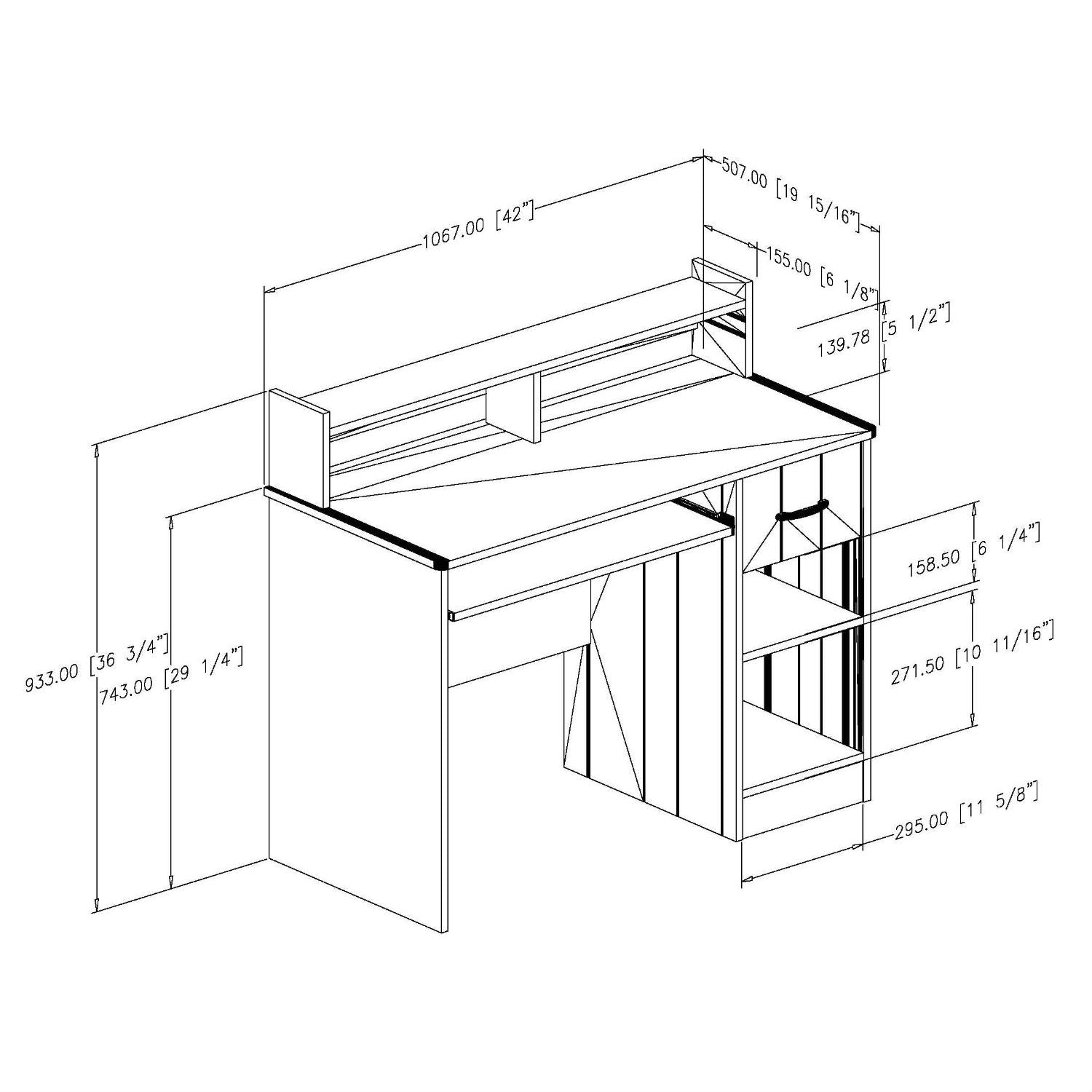 Contemporary Home Office Computer Desk in White Wood Finish