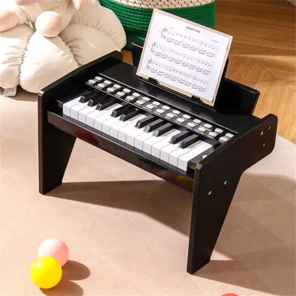 25 Keys Mini Digital Piano For Kids Age 3+, Lighted Teaching Mode With 6 Tones & 15 Demo Songs-Black